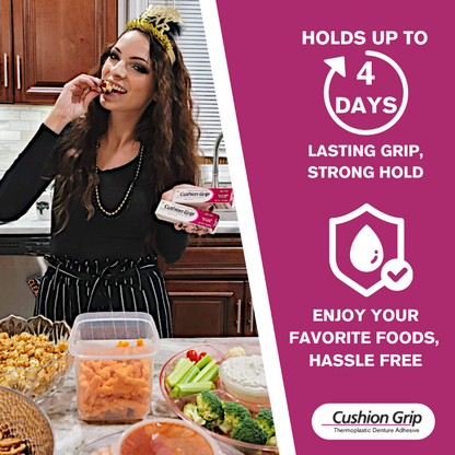 Cushion Grip: Lasting Strong Hold for Up to 4 Days – Enjoy Your Favorite Foods Hassle-Free