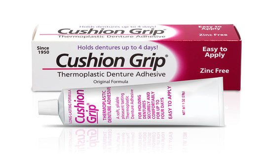 Cushion Grip - Soft, Pliable Thermoplastic Adhesive for Refitting and Tightening Dentures, 1 oz (28g)